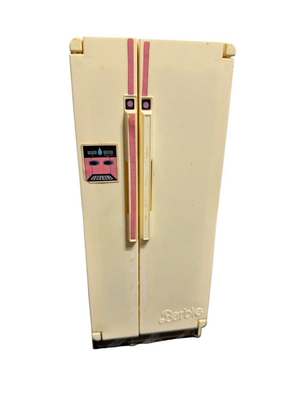 Vintage 1979 Barbie Refrigerator Pink Shelves Double Doors 11" Tall Estate